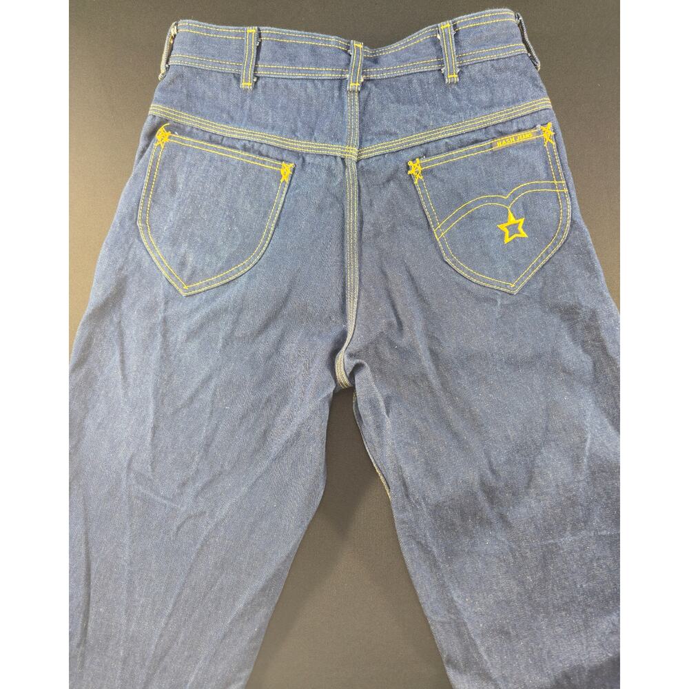 Vintage Hash Jeans Dark Wash Flare Leg Denim Star Pocket High Rise Trousers 27 - Picture 6 of 16